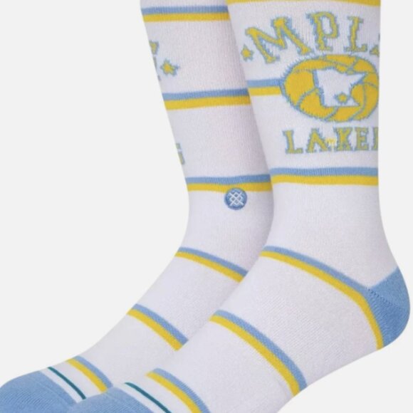 Stance Adult White Crew Cotton NBA Los Angeles Lakers Hardwood Classics Socks L - Picture 1 of 2